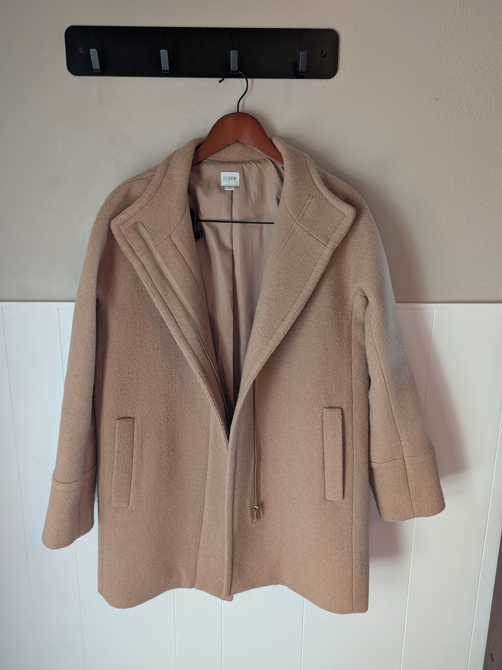 J. Crew Women's Camel Wool-Blend Pea Coat in Light Tan
